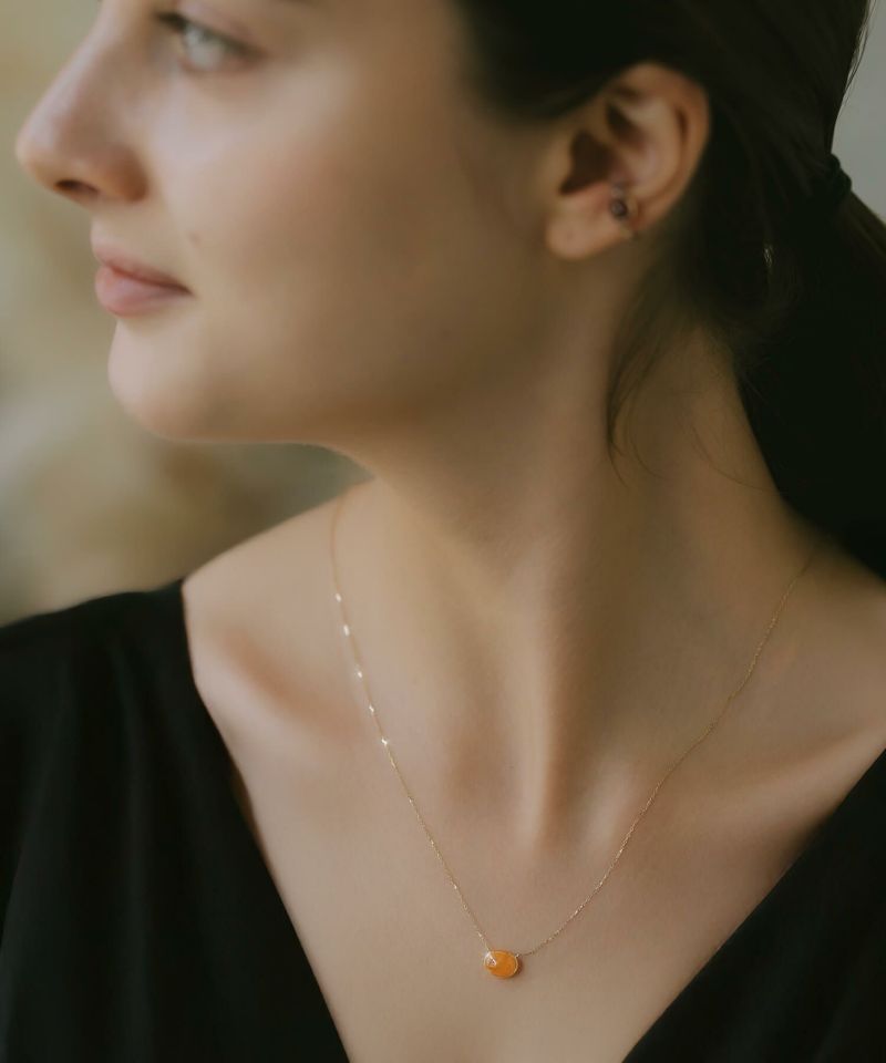天然石ネックレスミルキーアクアマリンマンダリンガーネット【elia-treエリア・トレ】ネックレス大粒ペンダントトップ10K金属アレルギー対応楕円オーバル10金k10色ーゴールドオパールおしゃれシンプル誕生石ネックレスパワーストーンお守りオレンジ