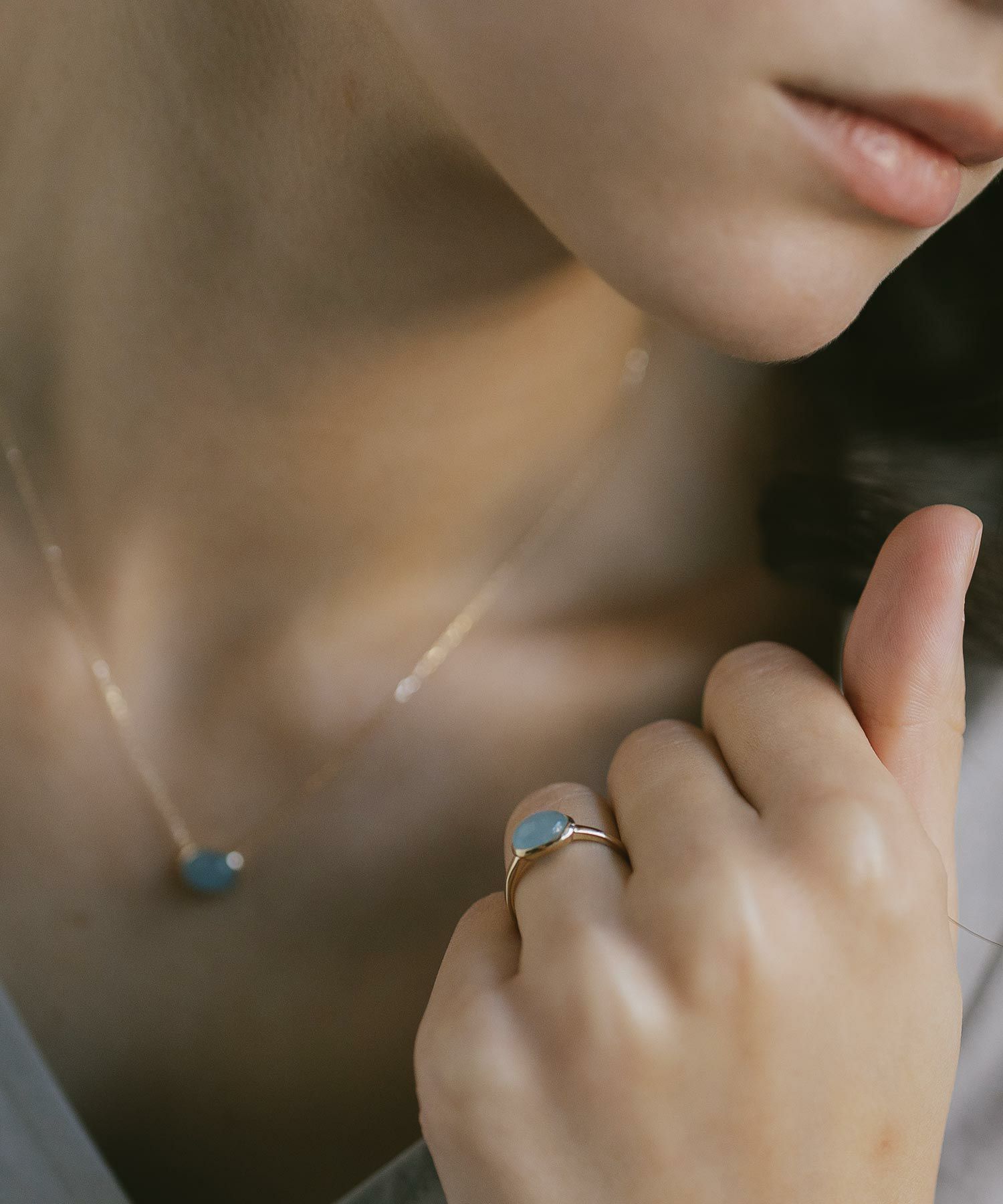 ミルキー アクアマリン リングイエローゴールド 【elia-tre エリア  