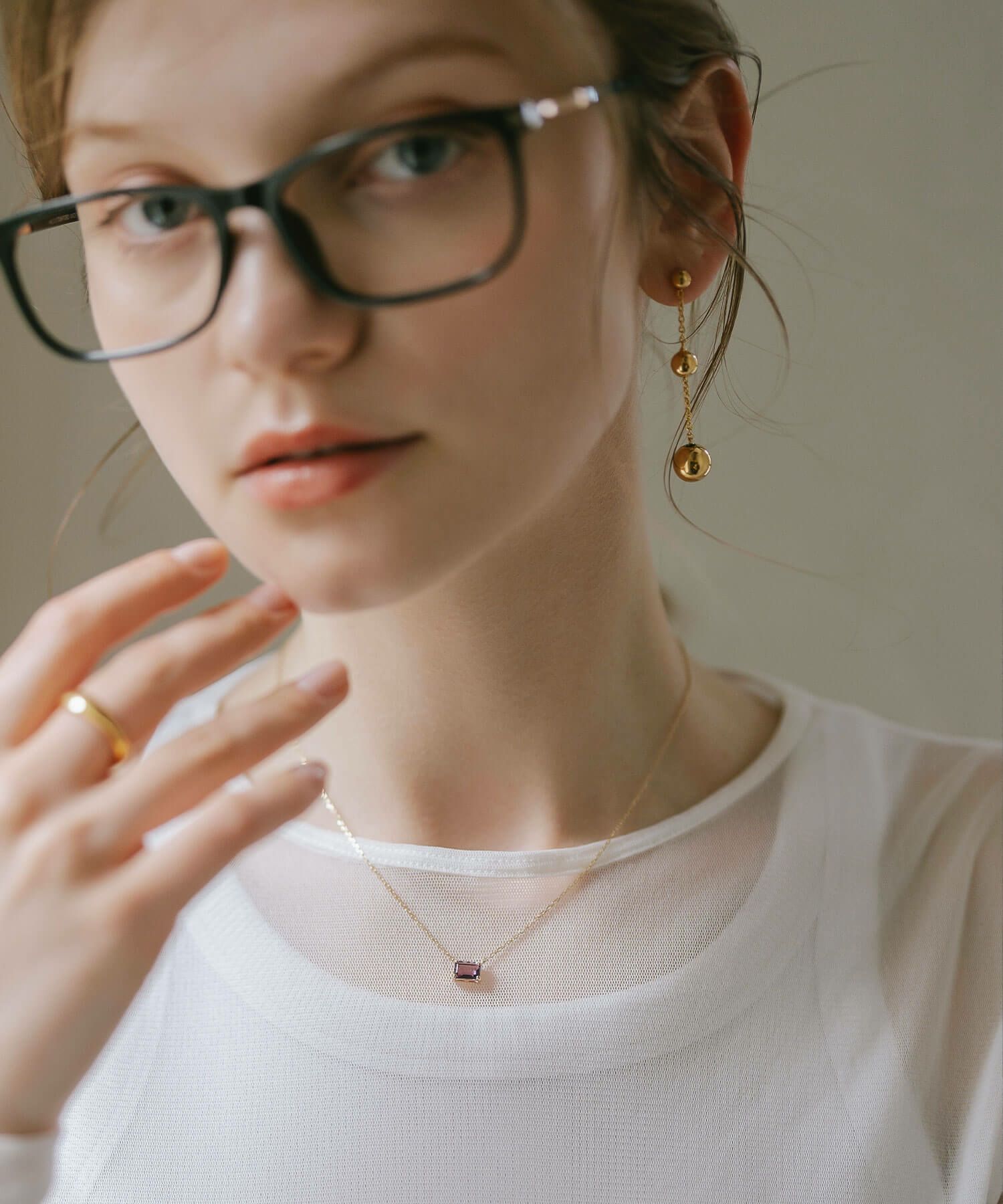 天然石 ネックレス  アメジスト ブルートパーズ イエローゴールド 【tetra-sju テトラ・フユ】 レクタングル 長方形 アメシスト ネックレス ペンダント ネックレス レディース 10K 金属アレルギー 対応 10金 k10 ゴールド おしゃれ 誕生石 ネックレス パワーストーン お守り