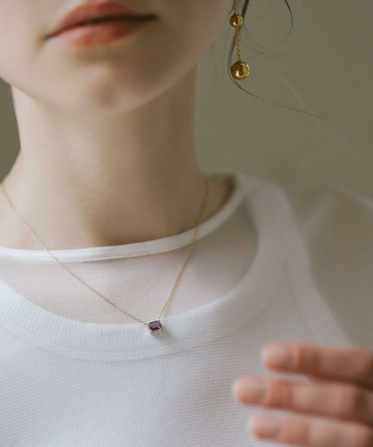 天然石 ネックレス  アメジスト ブルートパーズ イエローゴールド 【tetra-sju テトラ・フユ】 レクタングル 長方形 アメシスト ネックレス ペンダント ネックレス レディース 10K 金属アレルギー 対応 10金 k10 ゴールド おしゃれ 誕生石 ネックレス パワーストーン お守り