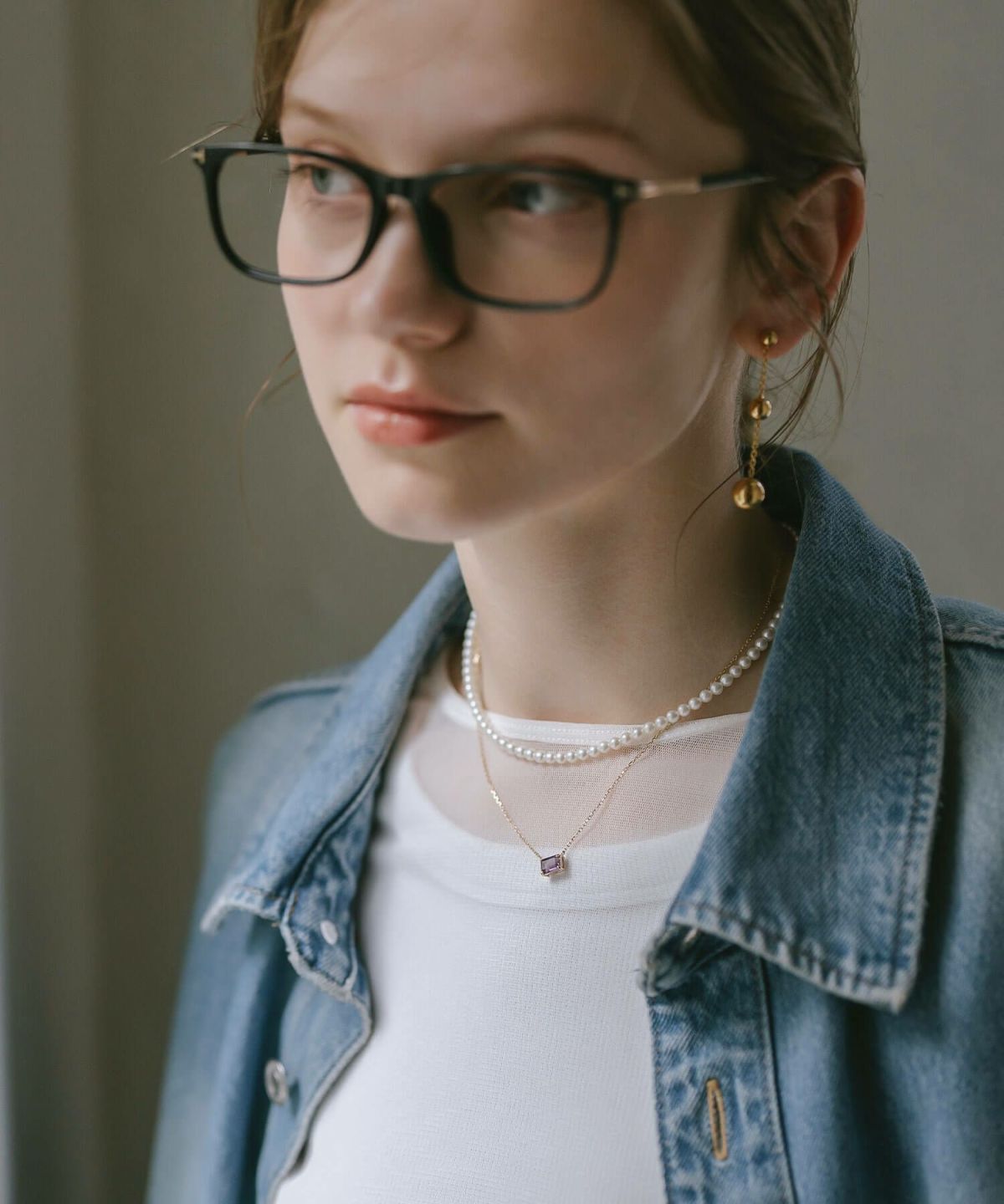 天然石 ネックレス  アメジスト ブルートパーズ イエローゴールド 【tetra-sju テトラ・フユ】 レクタングル 長方形 アメシスト ネックレス ペンダント ネックレス レディース 10K 金属アレルギー 対応 10金 k10 ゴールド おしゃれ 誕生石 ネックレス パワーストーン お守り