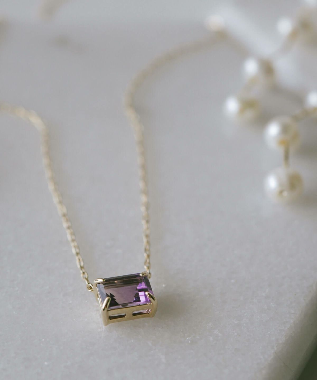 天然石 ネックレス  アメジスト ブルートパーズ イエローゴールド 【tetra-sju テトラ・フユ】 レクタングル 長方形 アメシスト ネックレス ペンダント ネックレス レディース 10K 金属アレルギー 対応 10金 k10 ゴールド おしゃれ 誕生石 ネックレス パワーストーン お守り