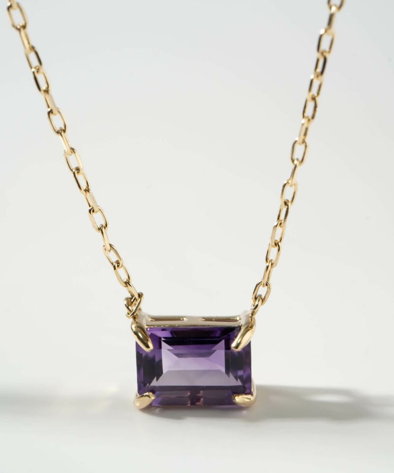 天然石 ネックレス  アメジスト ブルートパーズ イエローゴールド 【tetra-sju テトラ・フユ】 レクタングル 長方形 アメシスト ネックレス ペンダント ネックレス レディース 10K 金属アレルギー 対応 10金 k10 ゴールド おしゃれ 誕生石 ネックレス パワーストーン お守り