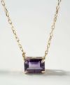 天然石 ネックレス  アメジスト ブルートパーズ イエローゴールド 【tetra-sju テトラ・フユ】 レクタングル 長方形 アメシスト ネックレス ペンダント ネックレス レディース 10K 金属アレルギー 対応 10金 k10 ゴールド おしゃれ 誕生石 ネックレス パワーストーン お守り