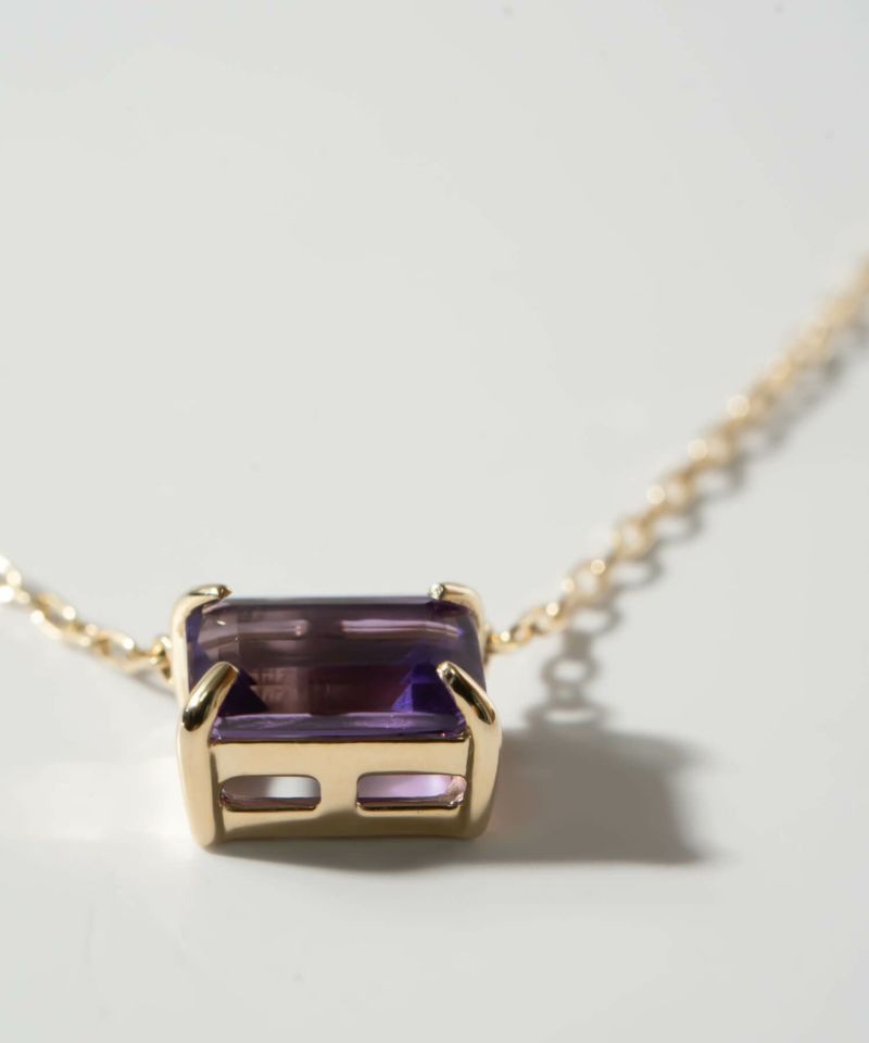 天然石 ネックレス  アメジスト ブルートパーズ イエローゴールド 【tetra-sju テトラ・フユ】 レクタングル 長方形 アメシスト ネックレス ペンダント ネックレス レディース 10K 金属アレルギー 対応 10金 k10 ゴールド おしゃれ 誕生石 ネックレス パワーストーン お守り