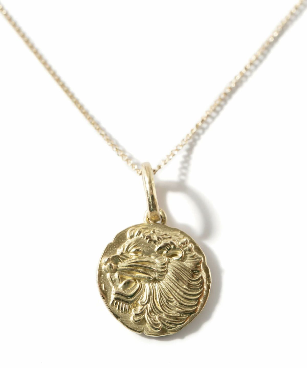 コインネックレスK1010Kレディースライオンアニマルモチーフ【rafolio-leoneラフォリオ・レオネ】コインネックレス金貨メダル10金リバーシブルネックレスゴールドネックレスゴールドペンダント丸ラウンド金属アレルギー対応小豆チェーン長さ45cm