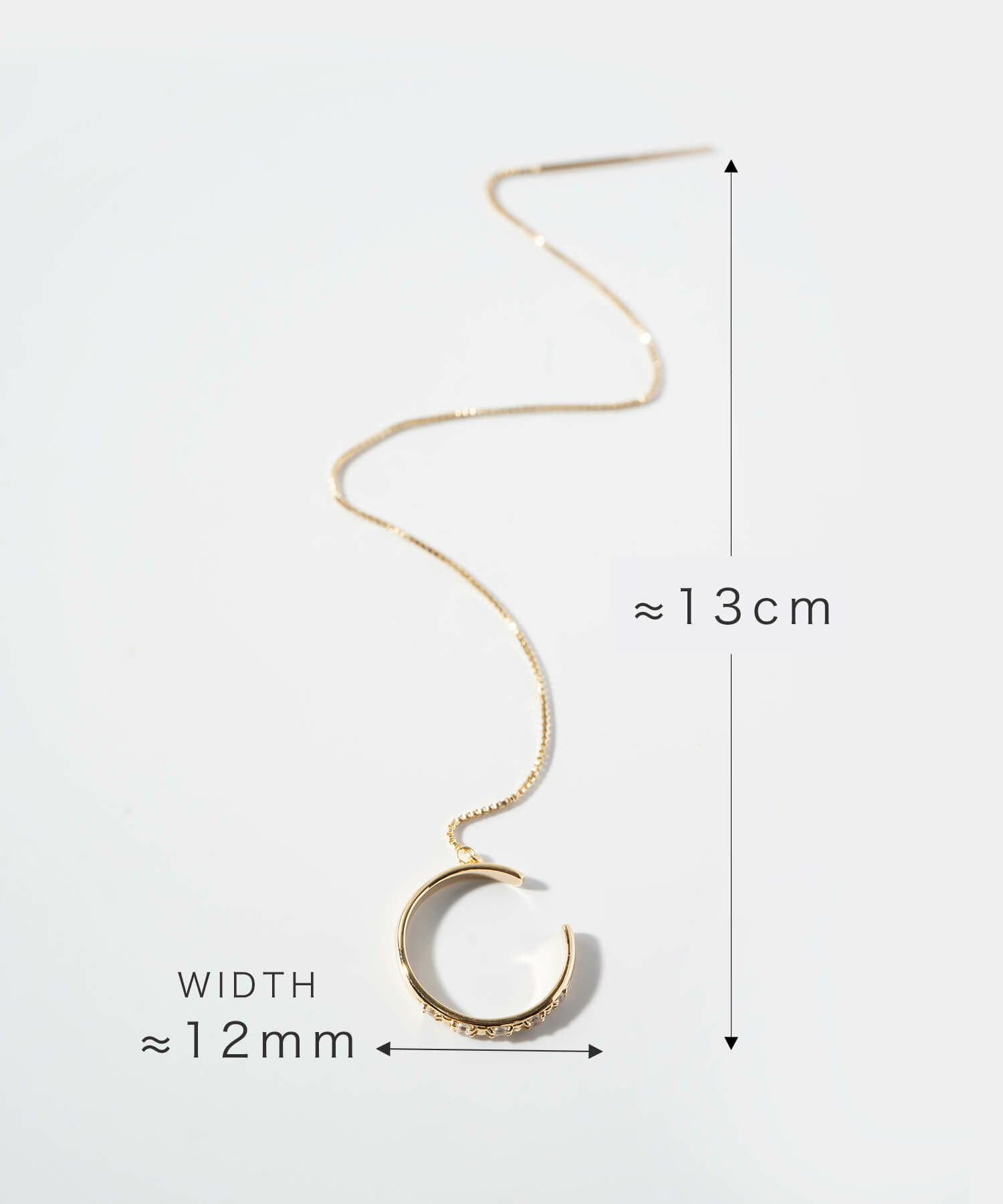 片耳 金属アレルギー対応 フープ イヤーカフ チェーン レディース メンズ 【flux-str フラクス・ストレート】 ジルコニア フープ ピアス イヤカフ 揺れる イヤリング 丸 サークル 10金 イヤーカフス 華奢 k10 10k イエローゴールド サステナブル ジュエリー アクセサリー