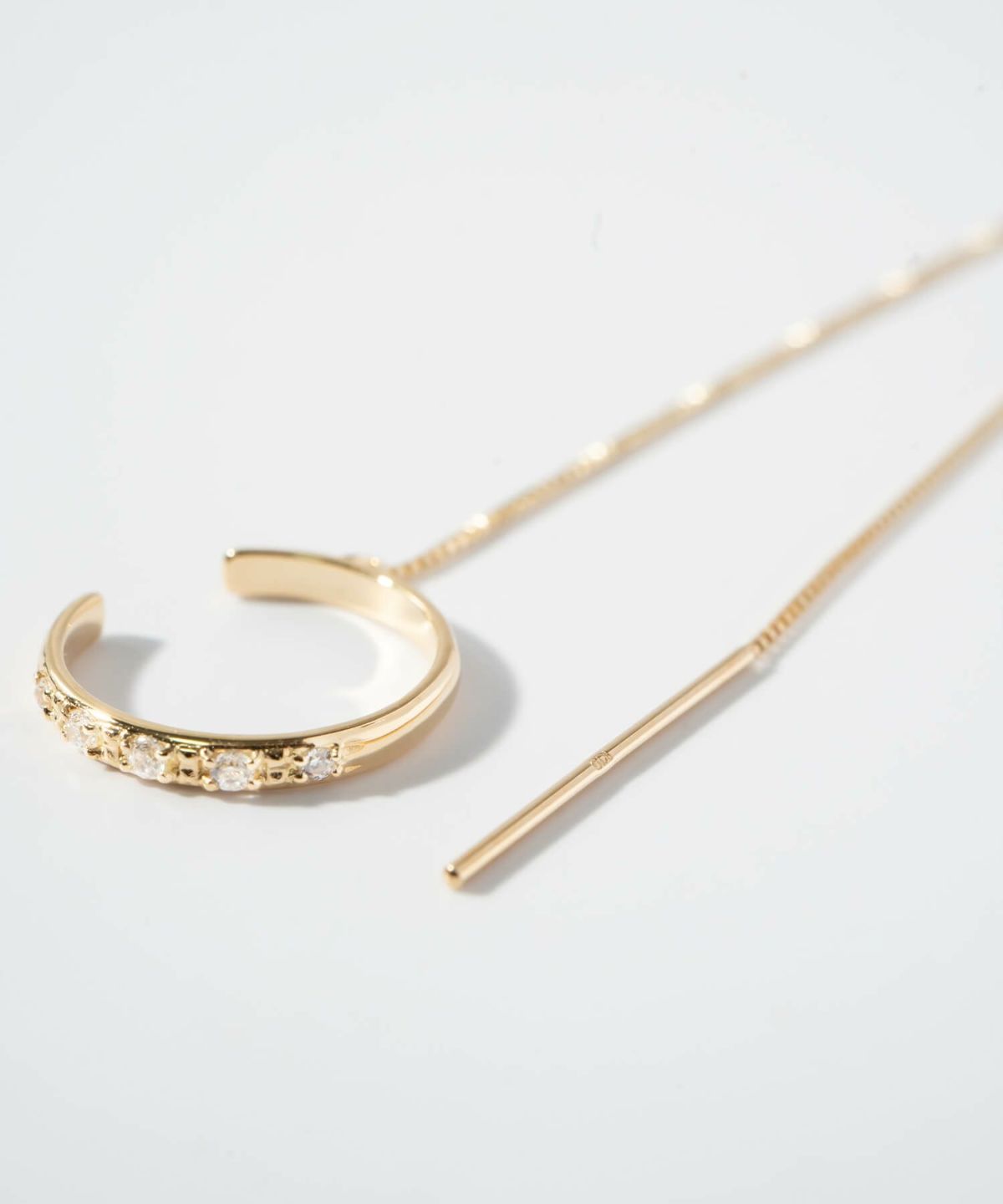 片耳 金属アレルギー対応 フープ イヤーカフ チェーン レディース メンズ 【flux-str フラクス・ストレート】 ジルコニア フープ ピアス イヤカフ 揺れる イヤリング 丸 サークル 10金 イヤーカフス 華奢 k10 10k イエローゴールド サステナブル ジュエリー アクセサリー