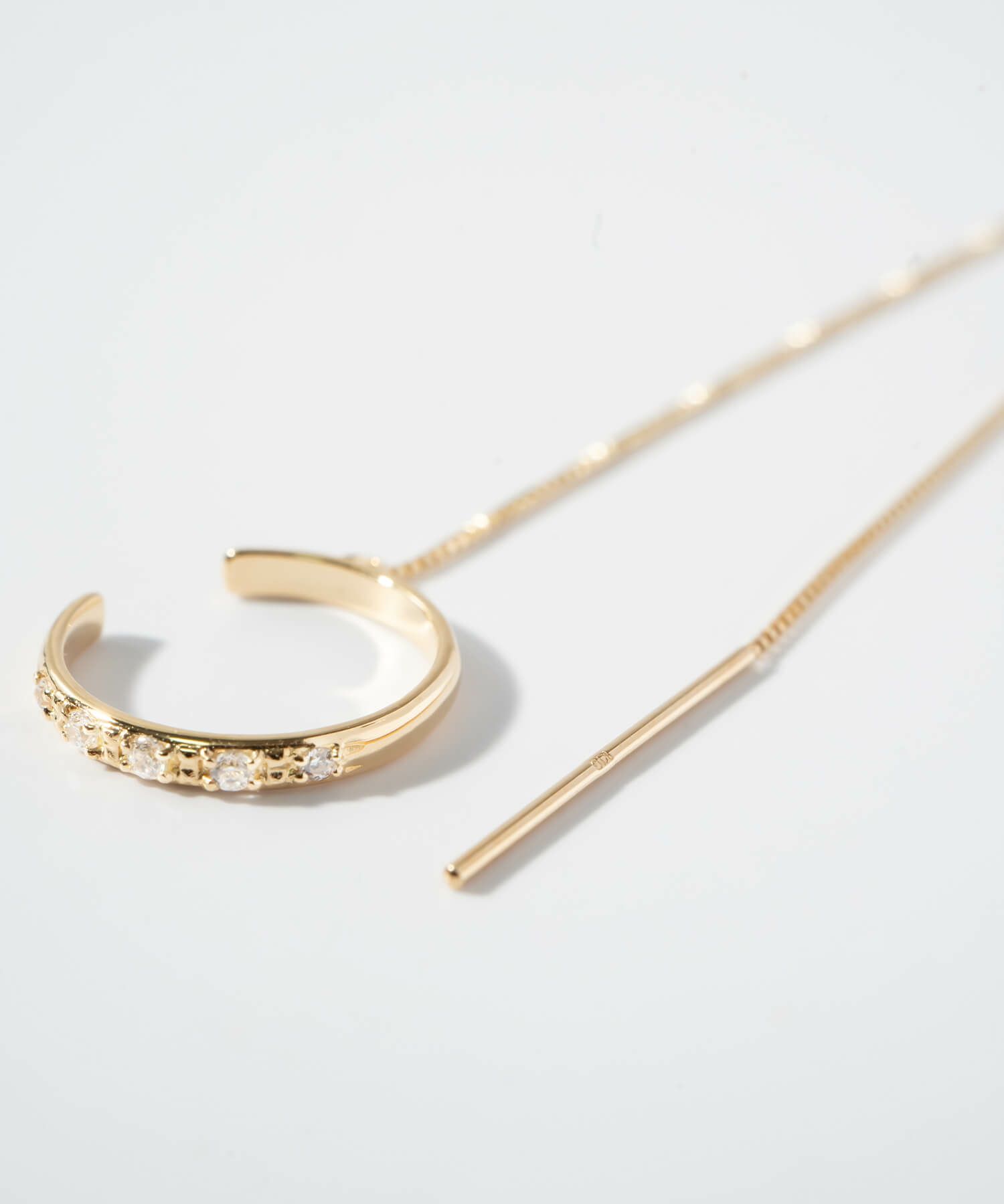 片耳 金属アレルギー対応 フープ イヤーカフ チェーン レディース メンズ 【flux-str フラクス・ストレート】 ジルコニア フープ ピアス イヤカフ 揺れる イヤリング 丸 サークル 10金 イヤーカフス 華奢 k10 10k イエローゴールド サステナブル ジュエリー アクセサリー