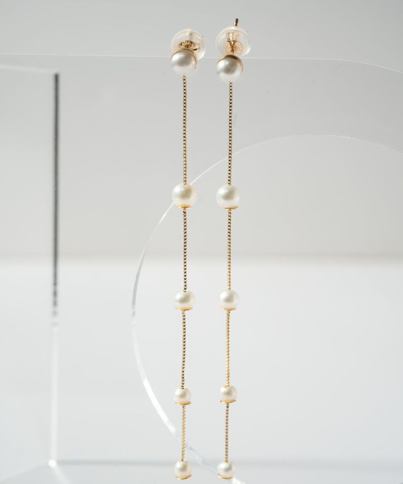 パール チェーン ピアス ぶら下がり 【perle-quint ペルル・クイント】 淡水パール 揺れる パール ピアス おしゃれ かわいい 金属アレルギー対応 10金 パールピアス K10 10K 真珠 ピアス 普段 使い 誕生日プレゼント 女性 かわいい 母親 50代 60代 70代 義母 ピアス
