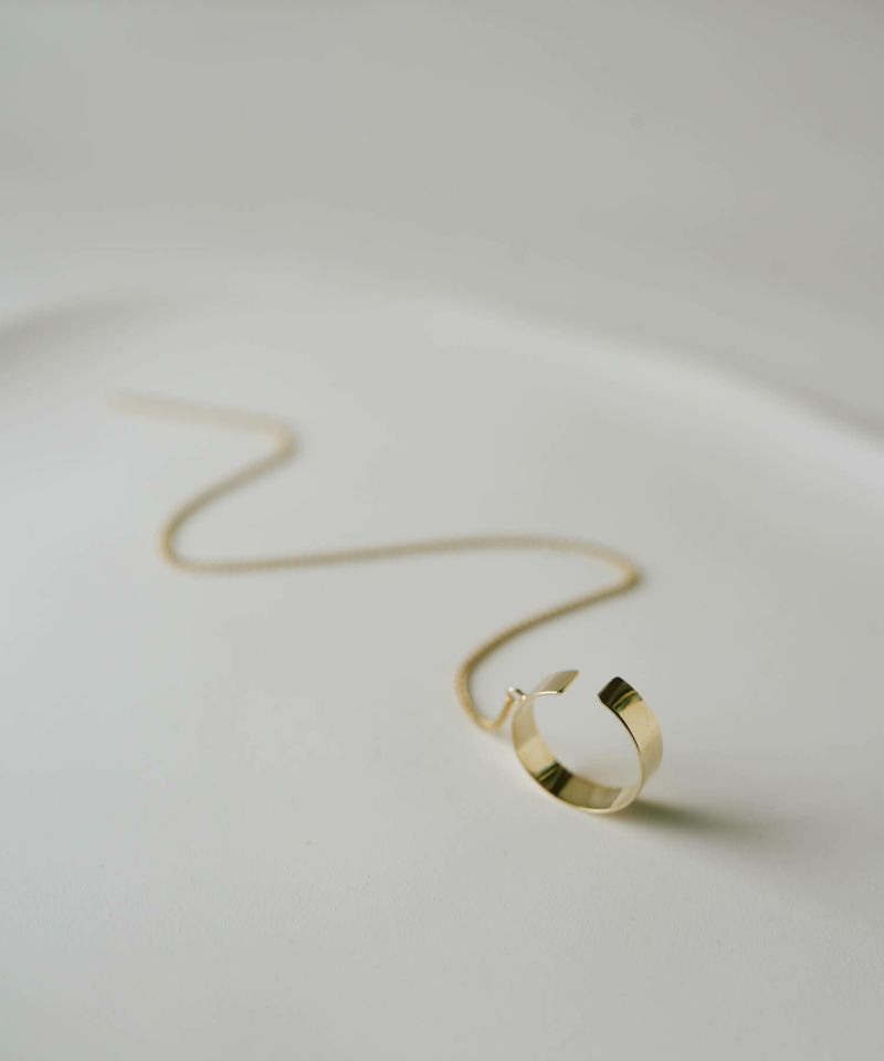 片耳 金属アレルギー対応 フープ イヤーカフ チェーン レディース メンズ 【flux-flat フラクス・フラット】 ピアス イヤリング イヤカフ 揺れる 丸 サークル 10金 イヤーカフス 華奢 k10 10k イエローゴールド サステナブル ジュエリー アクセサリー