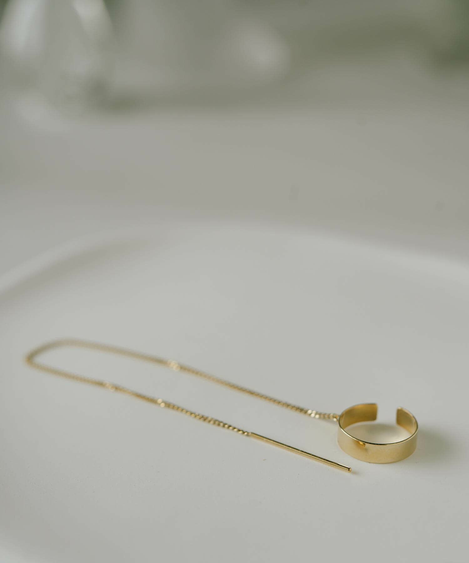 片耳 金属アレルギー対応 フープ イヤーカフ チェーン レディース メンズ 【flux-flat フラクス・フラット】 ピアス イヤリング イヤカフ 揺れる 丸 サークル 10金 イヤーカフス 華奢 k10 10k イエローゴールド サステナブル ジュエリー アクセサリー