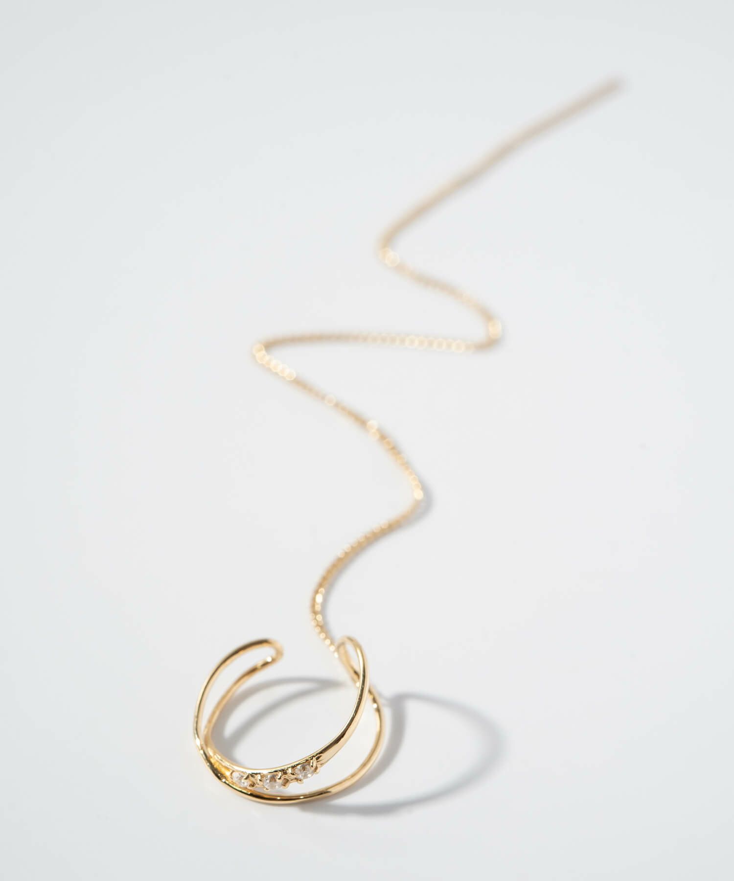 片耳 金属アレルギー対応 フープ イヤーカフ チェーン レディース メンズ 【flux-infini フラクス・アンフィニ】 ジルコニア フープ ピアス イヤカフ 揺れる イヤリング 丸 サークル 10金 イヤーカフス 華奢 k10 10k イエローゴールド サステナブル ジュエリー アクセサリー