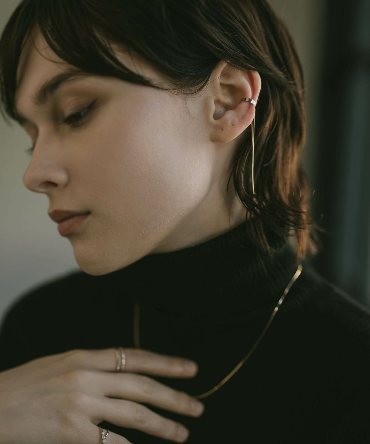 イヤーカフ レディース おしゃれ チェーン メンズ 【enlille-coda エンリル・コーダ】 片耳 イヤーカフ 金属アレルギー対応 ジルコニア 揺れる フープ イヤリング ゴールド ピアス イヤカフ カジュアル 丸 10金 イヤーカフス 華奢 k10 10k イエローゴールド サステナブル