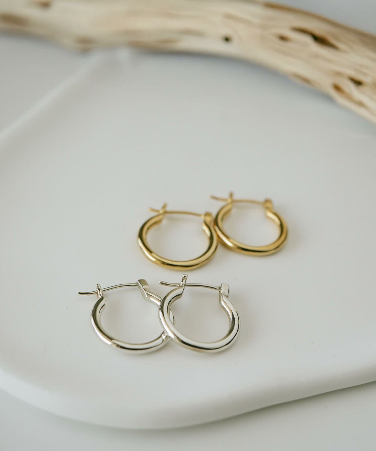 フープ ピアス 小さめ 【orifar-hoop オリファール・フープ】 つけっぱなし フープピアス 金属アレルギー対応 シルバー925 K18仕上げ シンプル フープイヤリング 直径15mm