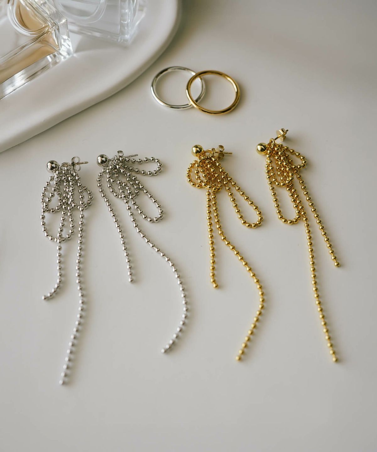 【訳ありアウトレット品】 ピアス レディース ドットチェーン 【ruban-dot リュバン・ドット】金属アレルギー対応 ニッケルフリー リボン 可愛い おしゃれ シルバー925 K18仕上げ 大ぶり 大きめ シンプル ゆれる 揺れるタイプ ぶら下がり 長い プレゼント ギフト