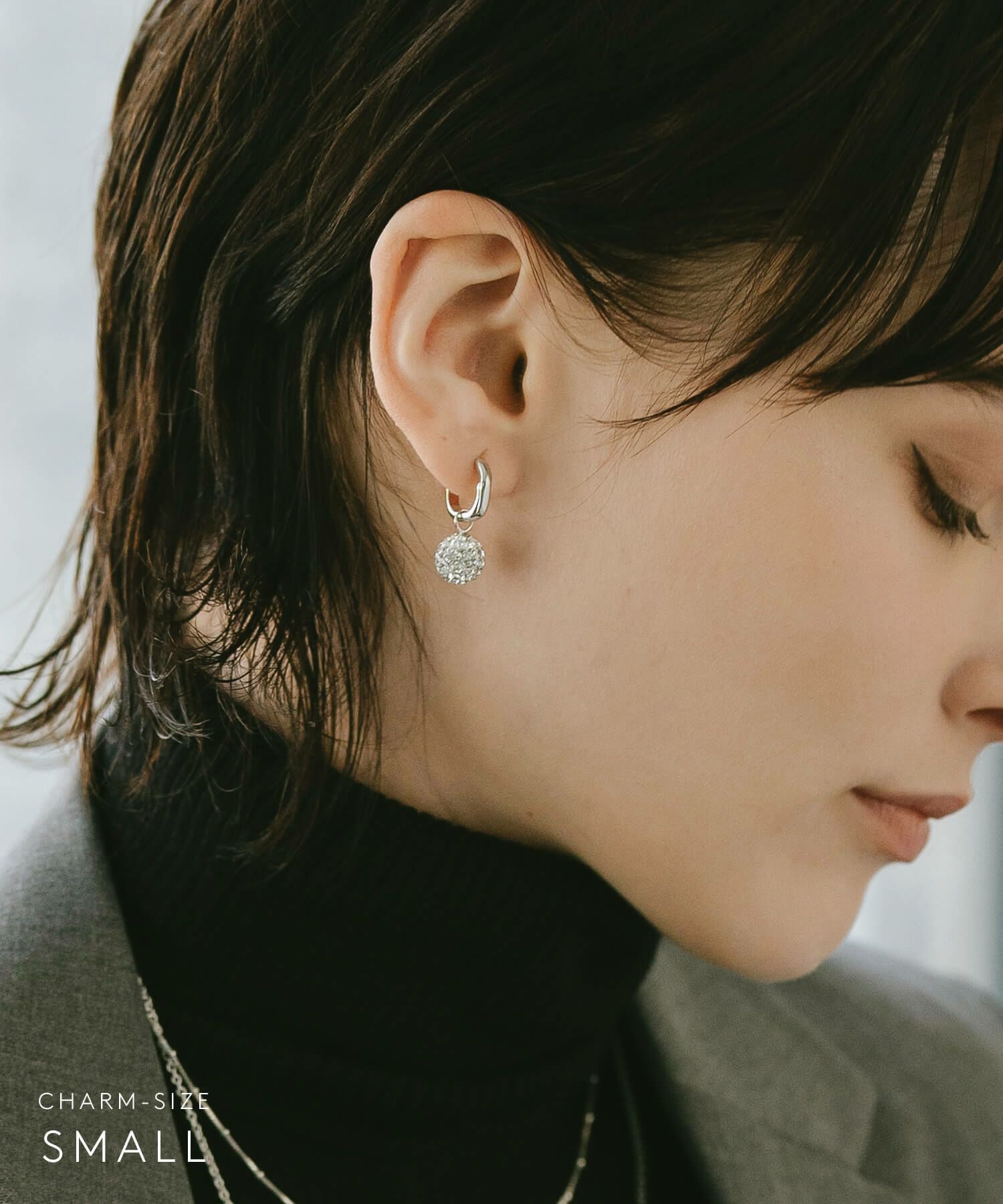 フープピアス 大ぶり クリスタルパヴェ DODONA HOOP -ドドナ・フープ