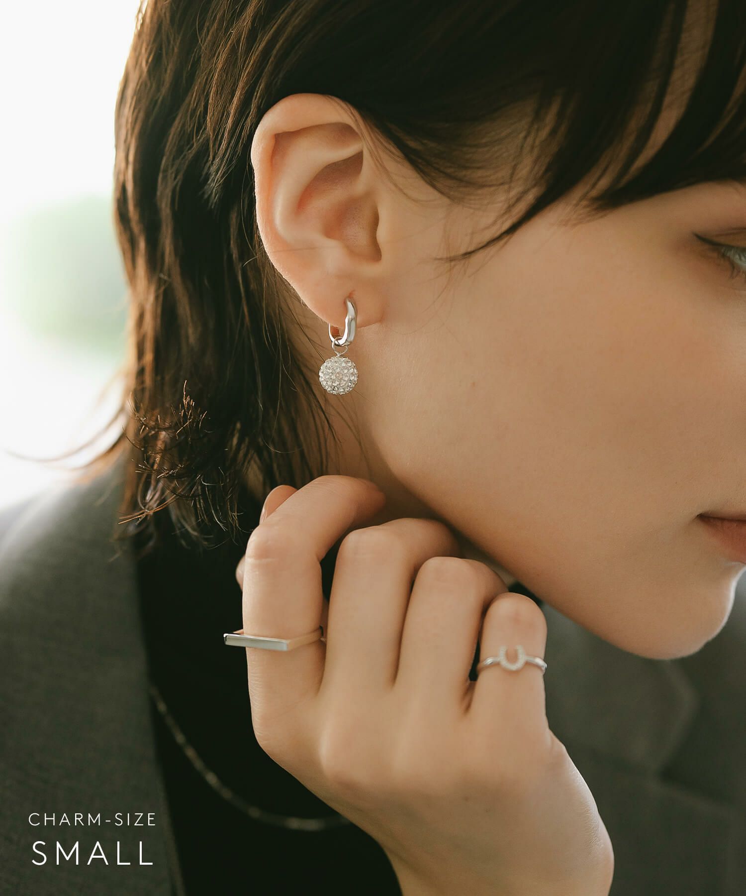 フープピアス 大ぶり クリスタルパヴェ DODONA HOOP -ドドナ・フープ