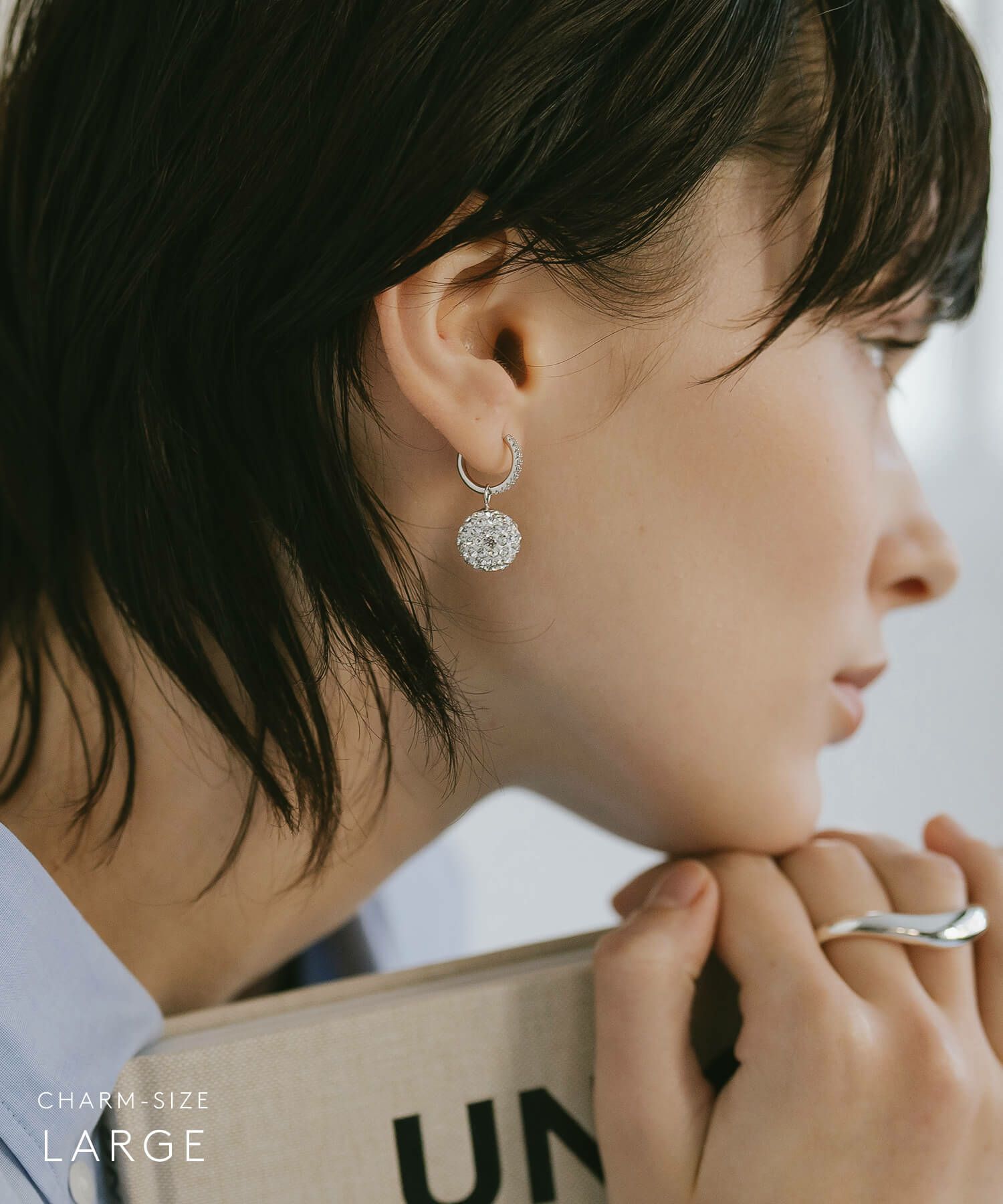 フープピアス 大ぶり クリスタルパヴェ DODONA HOOP -ドドナ・フープ