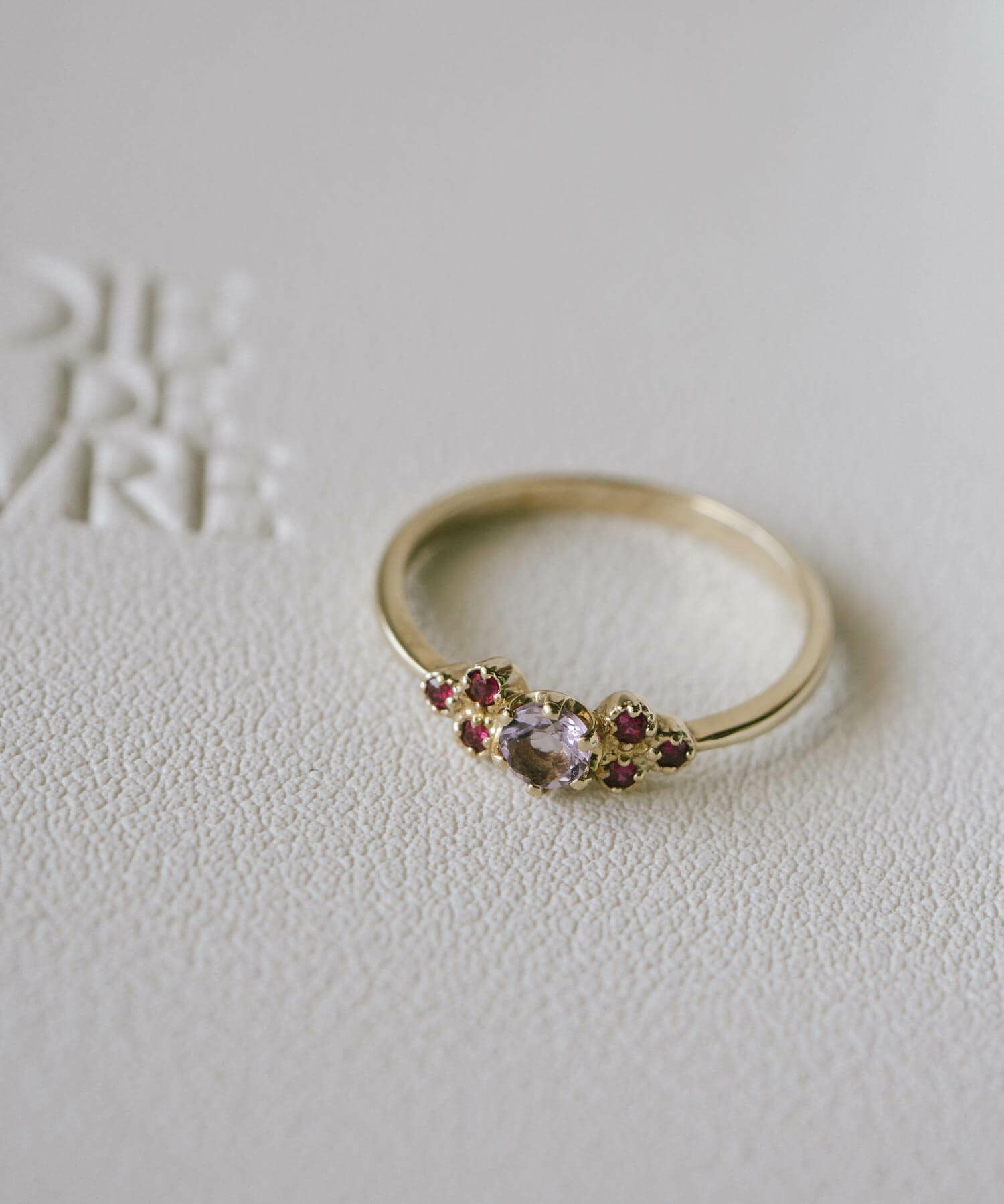 クローバー 天然石 リング おしゃれ 指輪 ゴールド レディース k10 極細 【terra-clava テラ・クラファ】 お守り 誕生石 リング ルビー アメジスト ブルートパーズ シトリン ジュエリー 地金 アクセサリー ブランド 10金 リング 細身 10k イエローゴールド