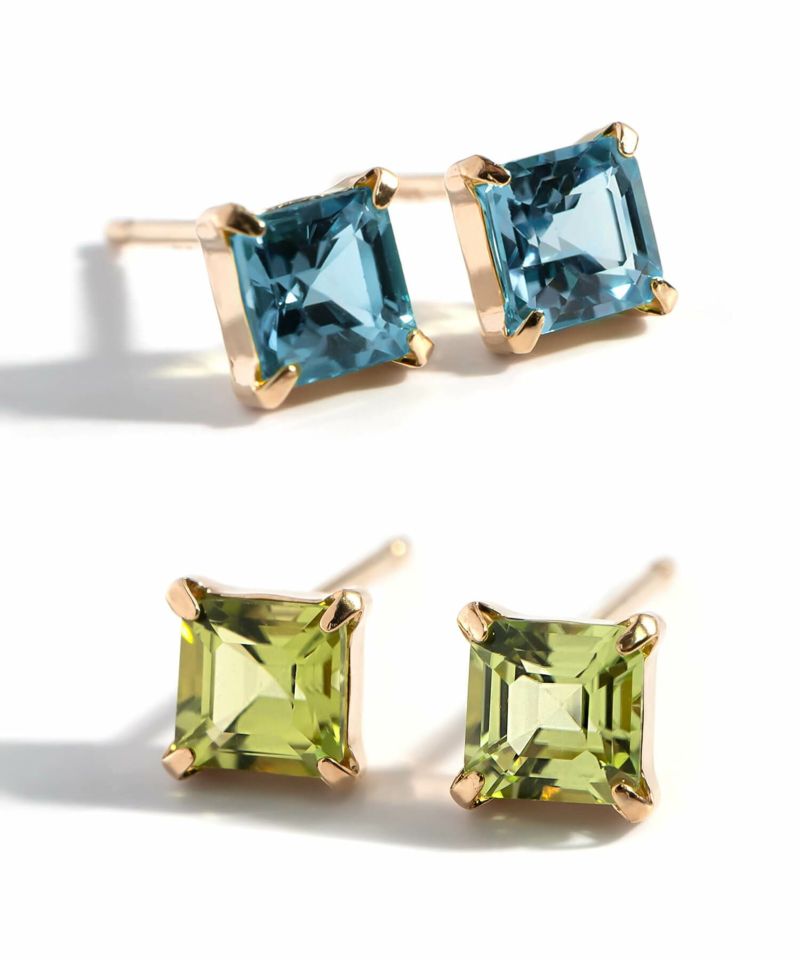 ペリドット ピアス ゴールド K10 天然石 【tetra-ena テトラ・エナ】 金属アレルギー 対応 ブランド ピアス 四角 10K 10金 小さめ ピアス 小ぶり 大人 おしゃれ シンプル レディース 小さい 誕生石 エレガント 石 パワーストーン お守り 繊細 軽量