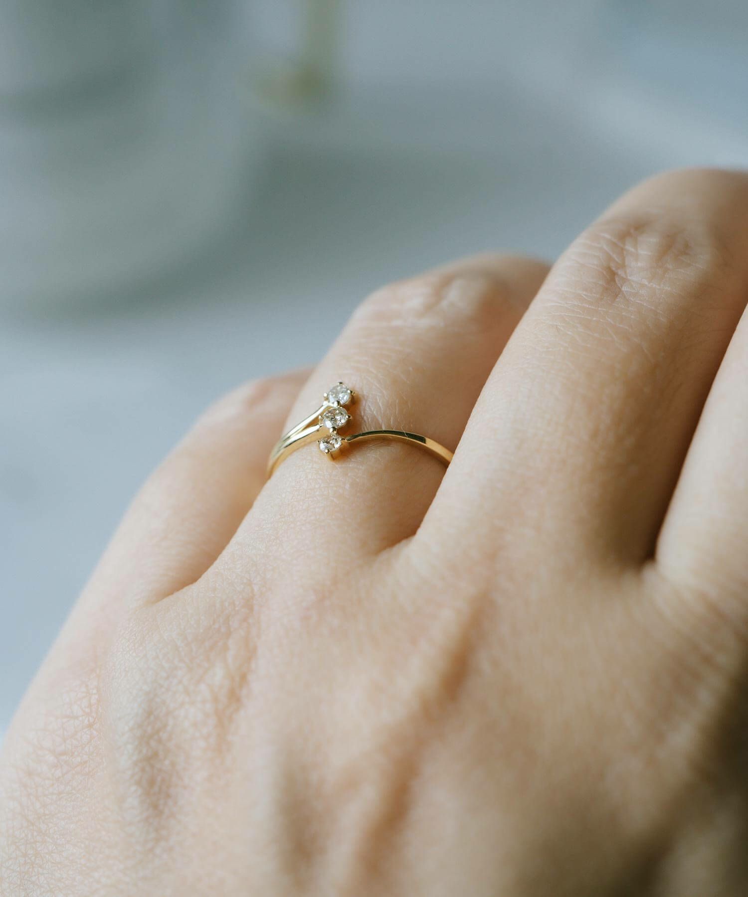 3連 ダイヤ 指輪 ダイヤモンド 18金 リング k18 【asteri-orion