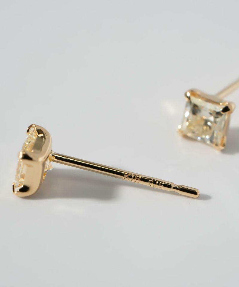 ゴールド 18k ダイヤ ピアス ダイヤモンド 一粒 レディース ブランド プリンセスカット