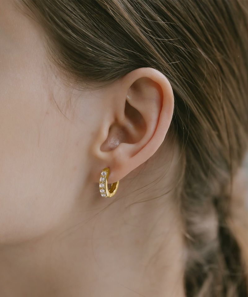 フープピアス 大ぶり 大きめ シルバー 925 フープ ピアス ホワイトトパーズ 【elveria エルベリア】 天然石 ピアス 金属アレルギー キラキラ クリスタルパヴェ 両耳用 ラインストーン 人気 大人 可愛い おしゃれ