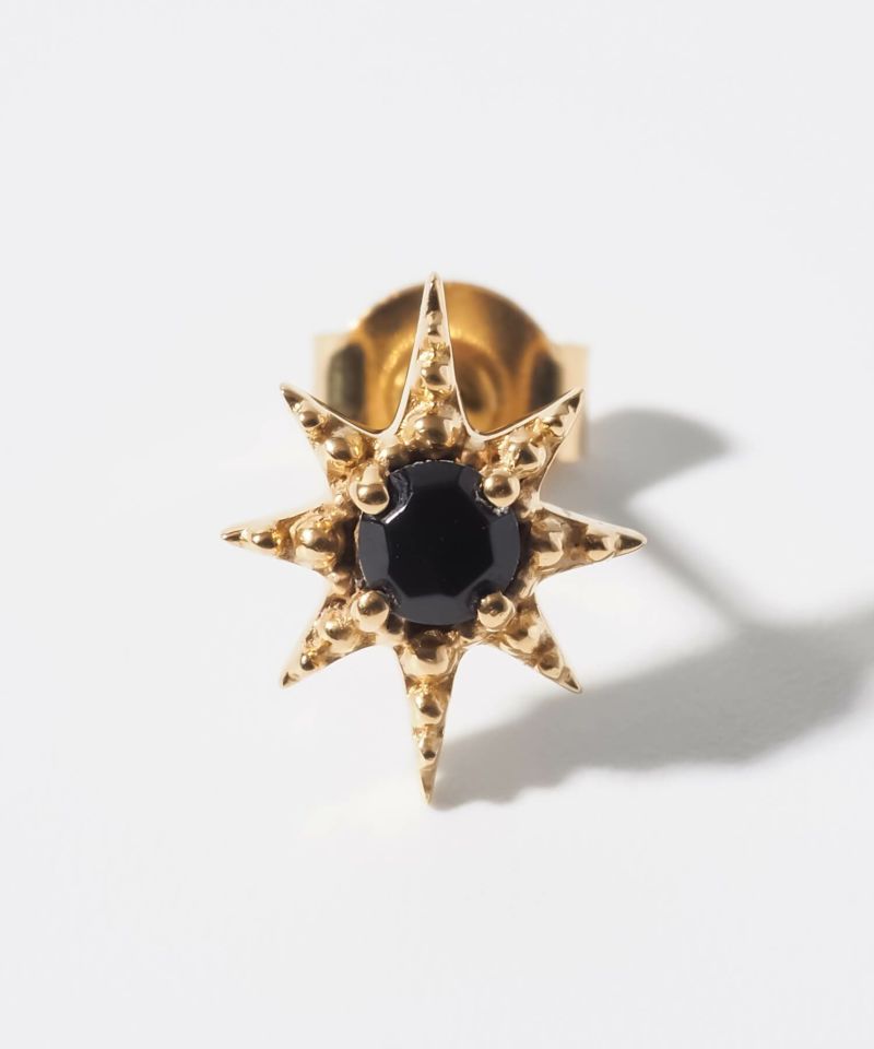 18金 仕上げ ピアス シルバー 925 スタッド ピアス ブラックオニキス 【solaria ソラリア】 星 スター 小ぶり 小さめ 天然石 ピアス 金属アレルギー キラキラ 両耳用 人気 大人 可愛い おしゃれ