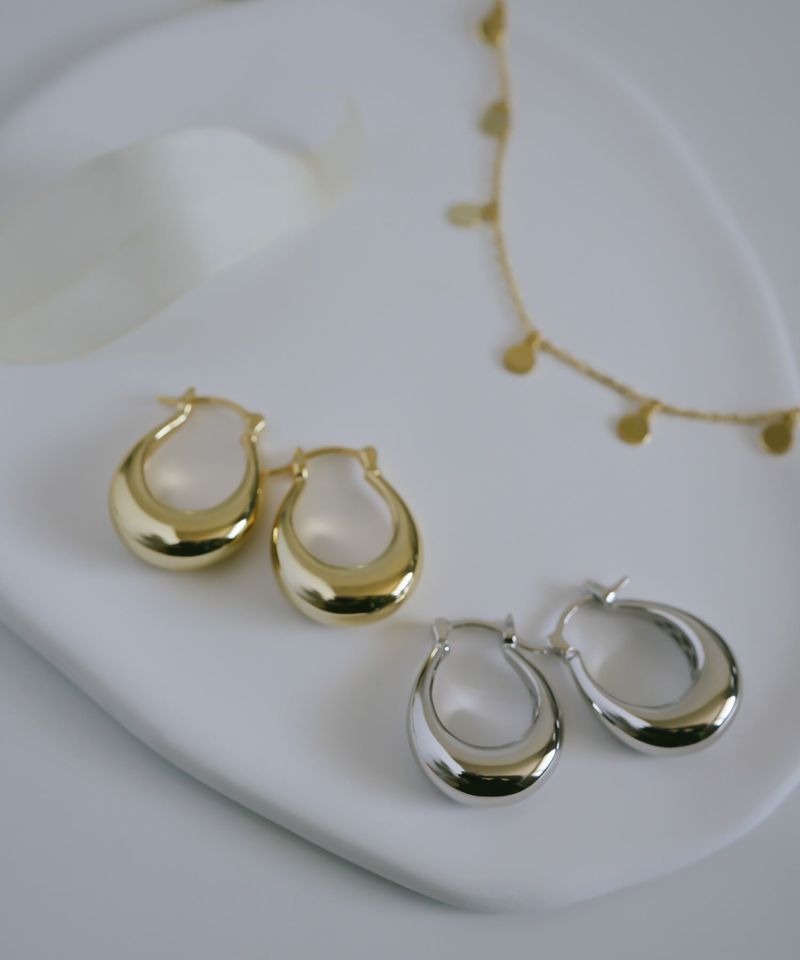 フープピアス 大きめ シルバー ピアス フープ 金属アレルギー対応 【Ladew-miel ラデューミエル】 レディース ドロップ 揺れる シルバー925 雫 大きい 大ぶり ゴールド オーバル おしゃれ 個性的 人気 シンプル カジュアル 大人 かわいい