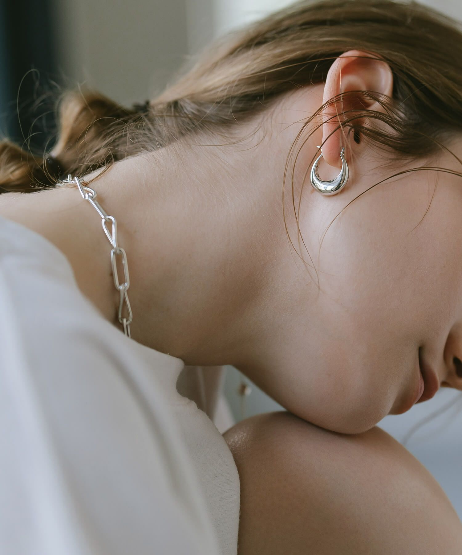 フープピアス 大きめ シルバー ピアス フープ 金属アレルギー対応 【Ladew-miel ラデューミエル】 レディース ドロップ 揺れる シルバー925 雫 大きい 大ぶり ゴールド オーバル おしゃれ 個性的 人気 シンプル カジュアル 大人 かわいい