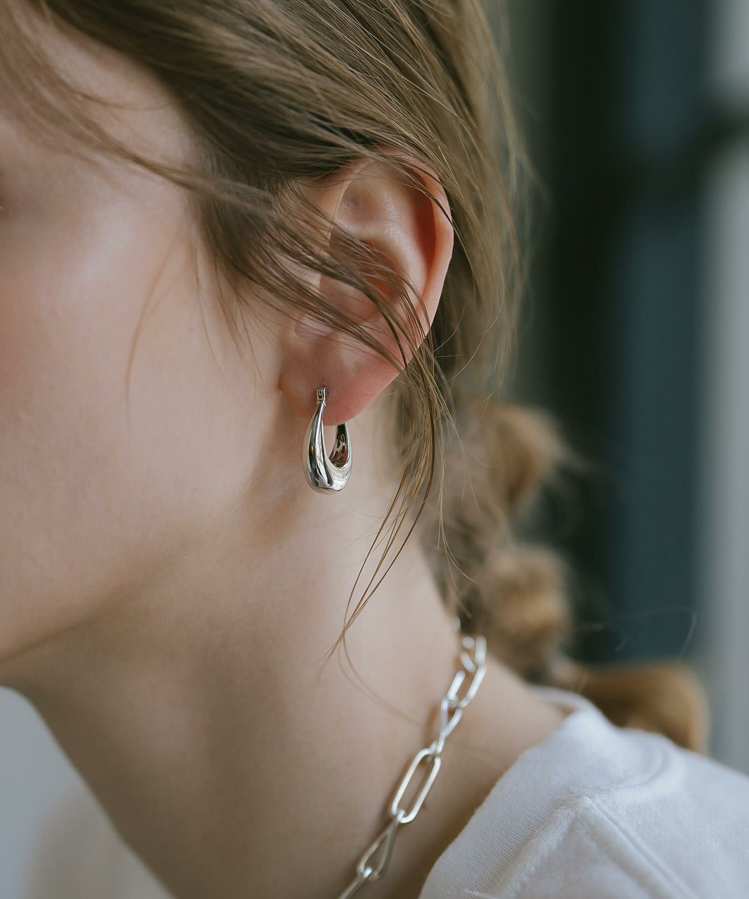 フープピアス 大きめ シルバー ピアス フープ 金属アレルギー対応 【Ladew-miel ラデューミエル】 レディース ドロップ 揺れる シルバー925 雫 大きい 大ぶり ゴールド オーバル おしゃれ 個性的 人気 シンプル カジュアル 大人 かわいい