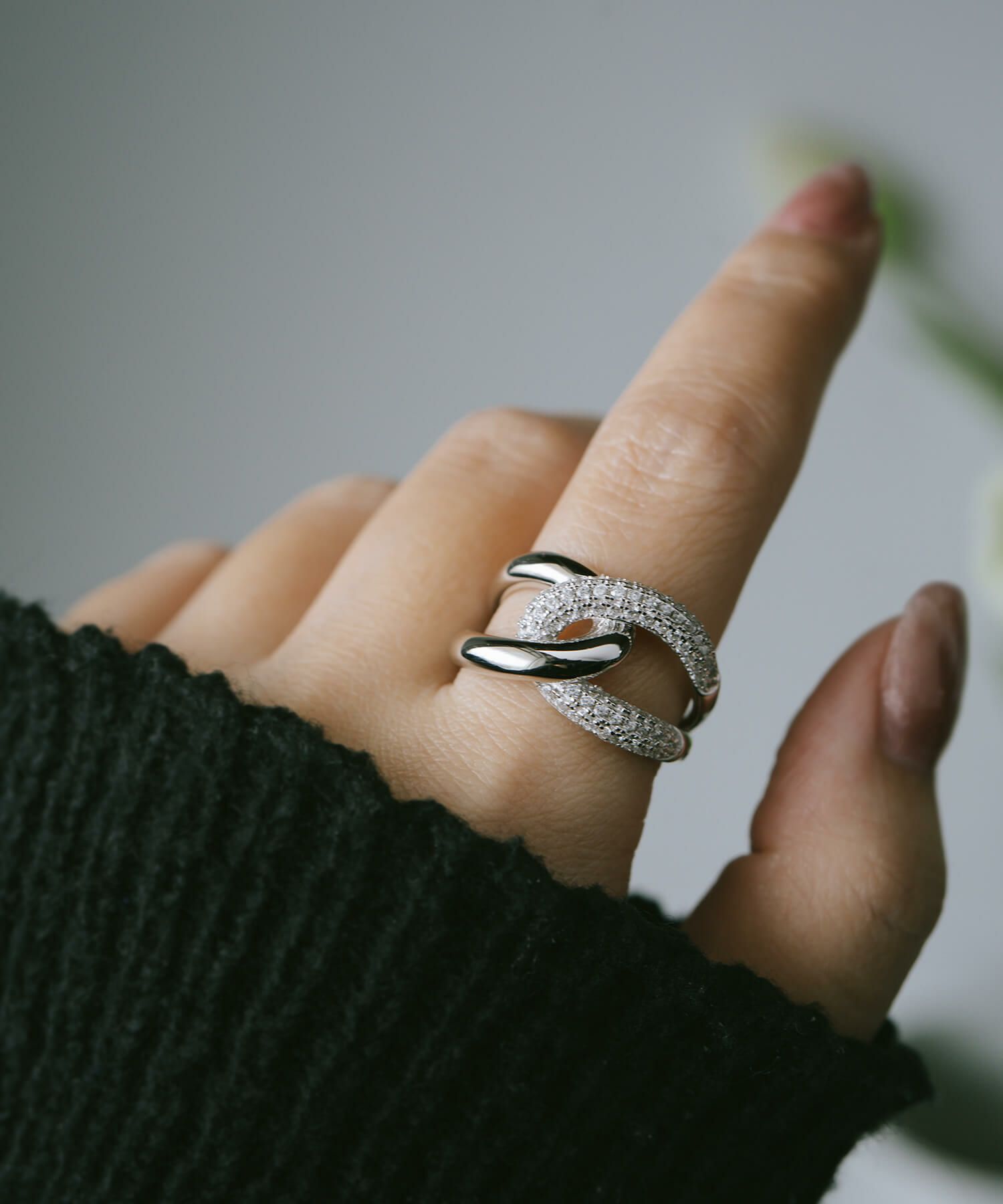 リング 指輪 レディース シンプル 大ぶり 太め キラキラ