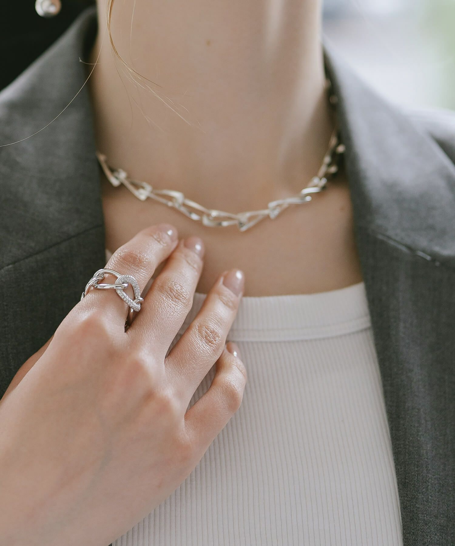 チェーンリング 指輪 レディース シンプル 大ぶり 太め