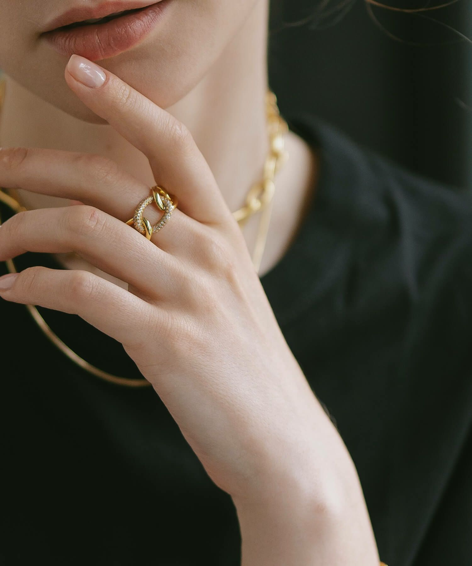 チェーンリング 指輪 レディース シンプル 大ぶり 太め