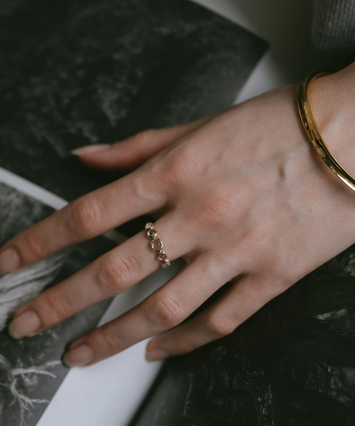 天然石 リング 指輪 レディース シンプル ゴールド ムーンストーン 誕生石