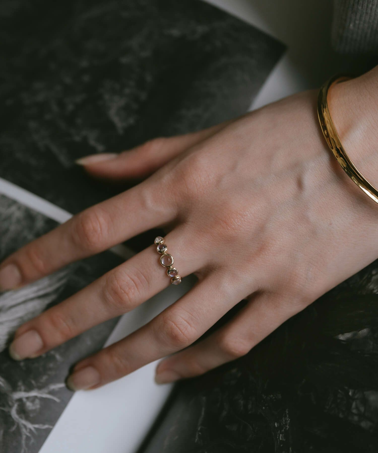 天然石 リング 指輪 レディース シンプル ゴールド ムーンストーン 誕生石