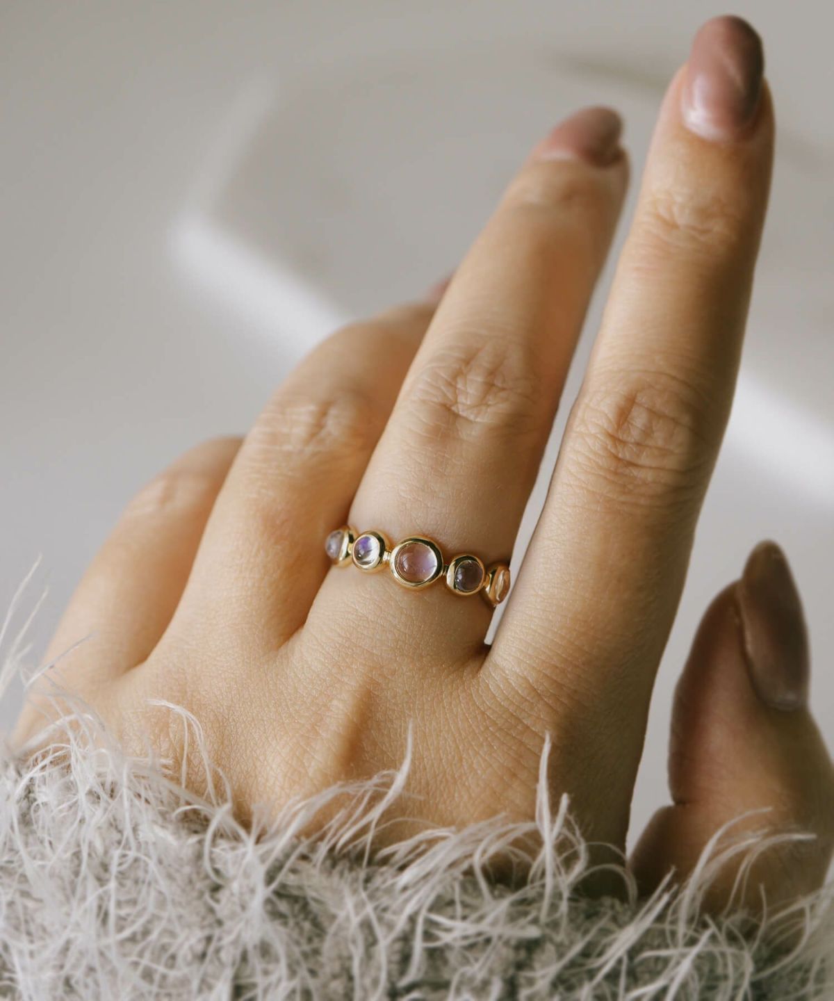 天然石 リング 指輪 レディース シンプル ゴールド ムーンストーン 誕生石