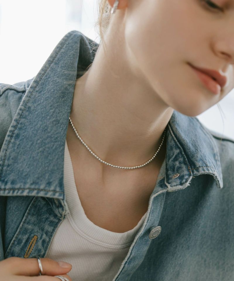 シルバー925 ボール チェーン ネックレス 33cm