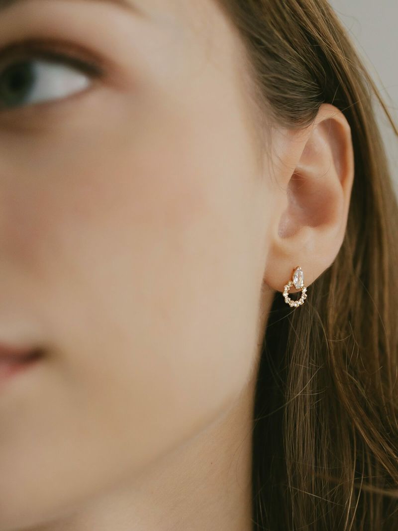 ゴールド 18k ダイヤ ピアス キラキラ レディース