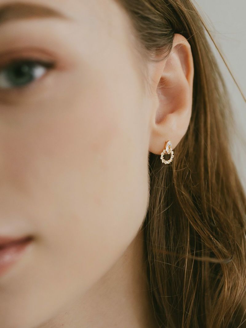 ゴールド 18k ダイヤ ピアス キラキラ レディース