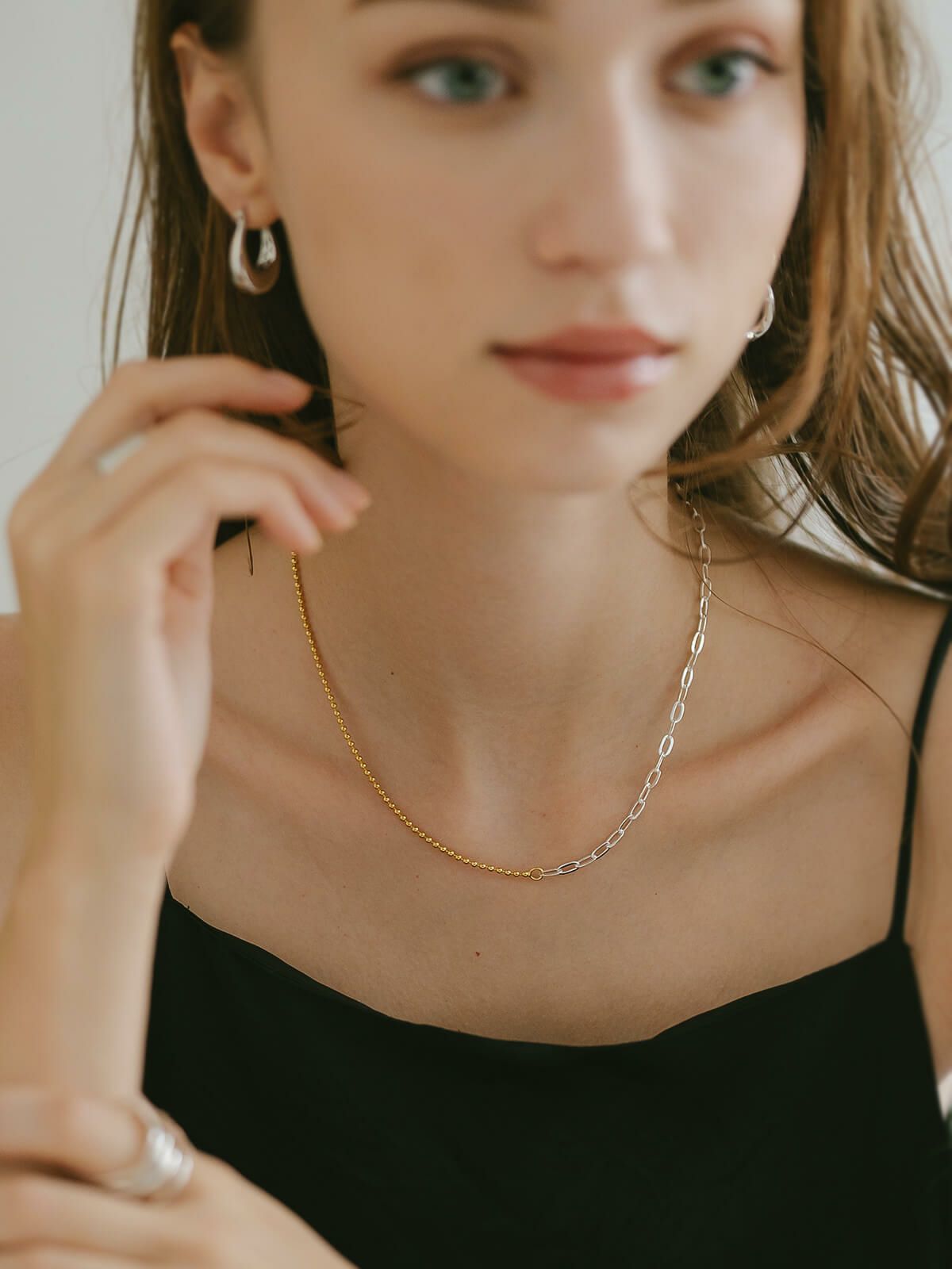 チェーンネックレス レディース シンプル バイカラー