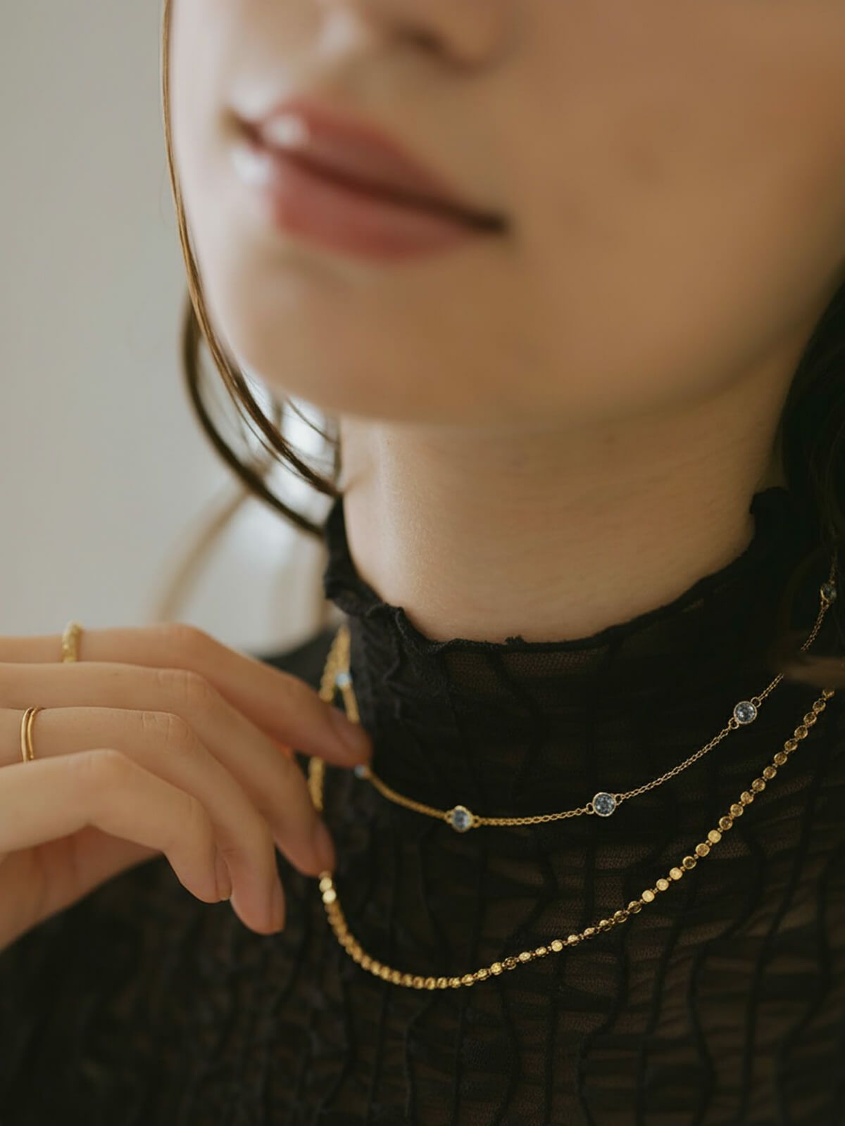 ネックレス レディース 天然石 シンプル 【quinelle クィネル】 チョーカー ホワイトクォーツ クリスタル ゴールド シルバー925 大人 カジュアル 金属アレルギー ジュエリー ネックレス チェーン シルバー かわいい おしゃれ