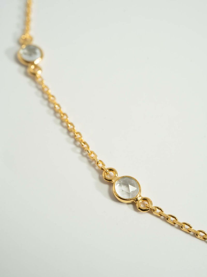 ネックレス レディース 天然石 シンプル 【quinelle クィネル】 チョーカー ホワイトクォーツ クリスタル ゴールド シルバー925 大人 カジュアル 金属アレルギー ジュエリー ネックレス チェーン シルバー かわいい おしゃれ