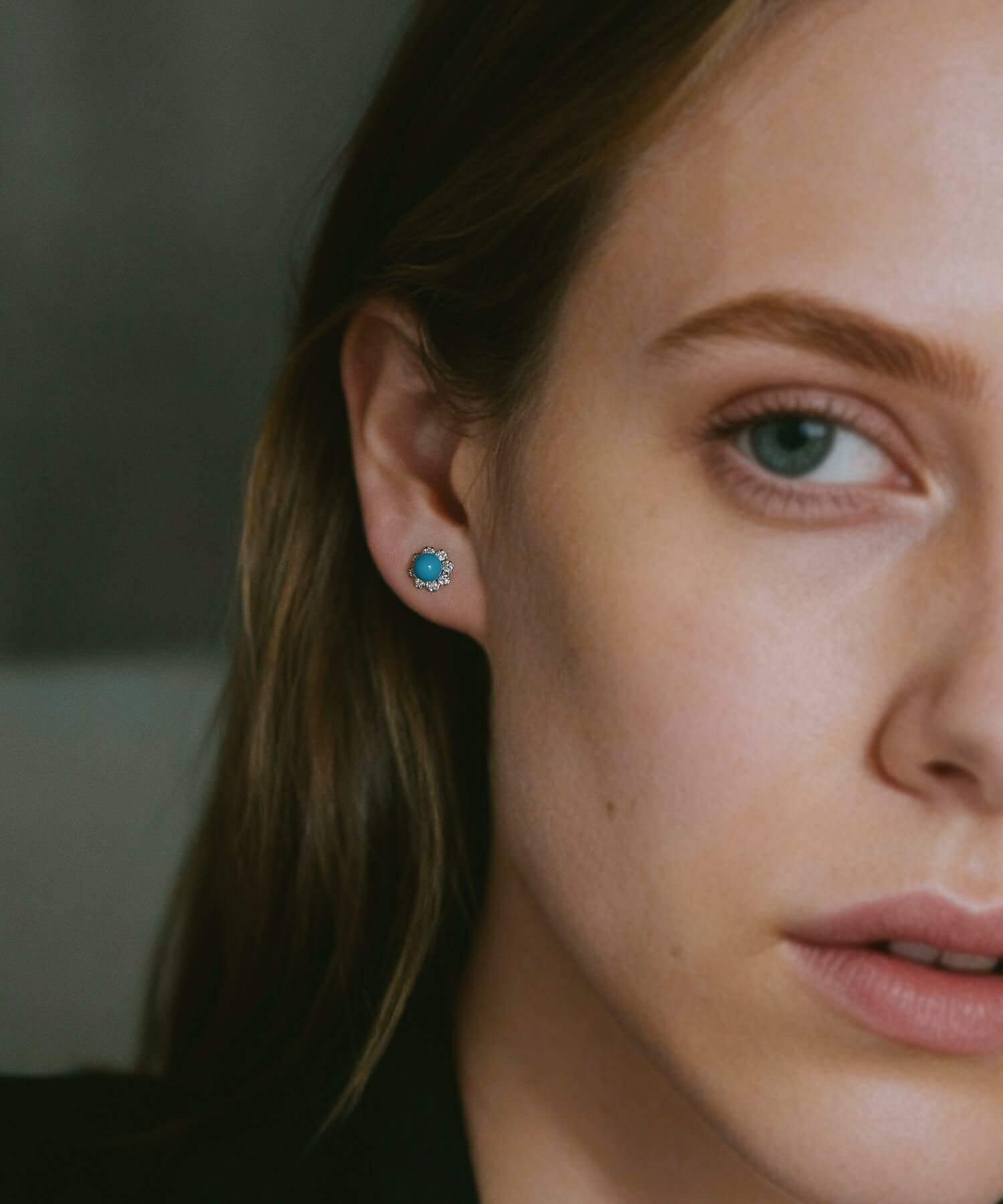 ダイヤモンド ターコイズ 天然石 ピアス レディース 【azel-pe アゼル