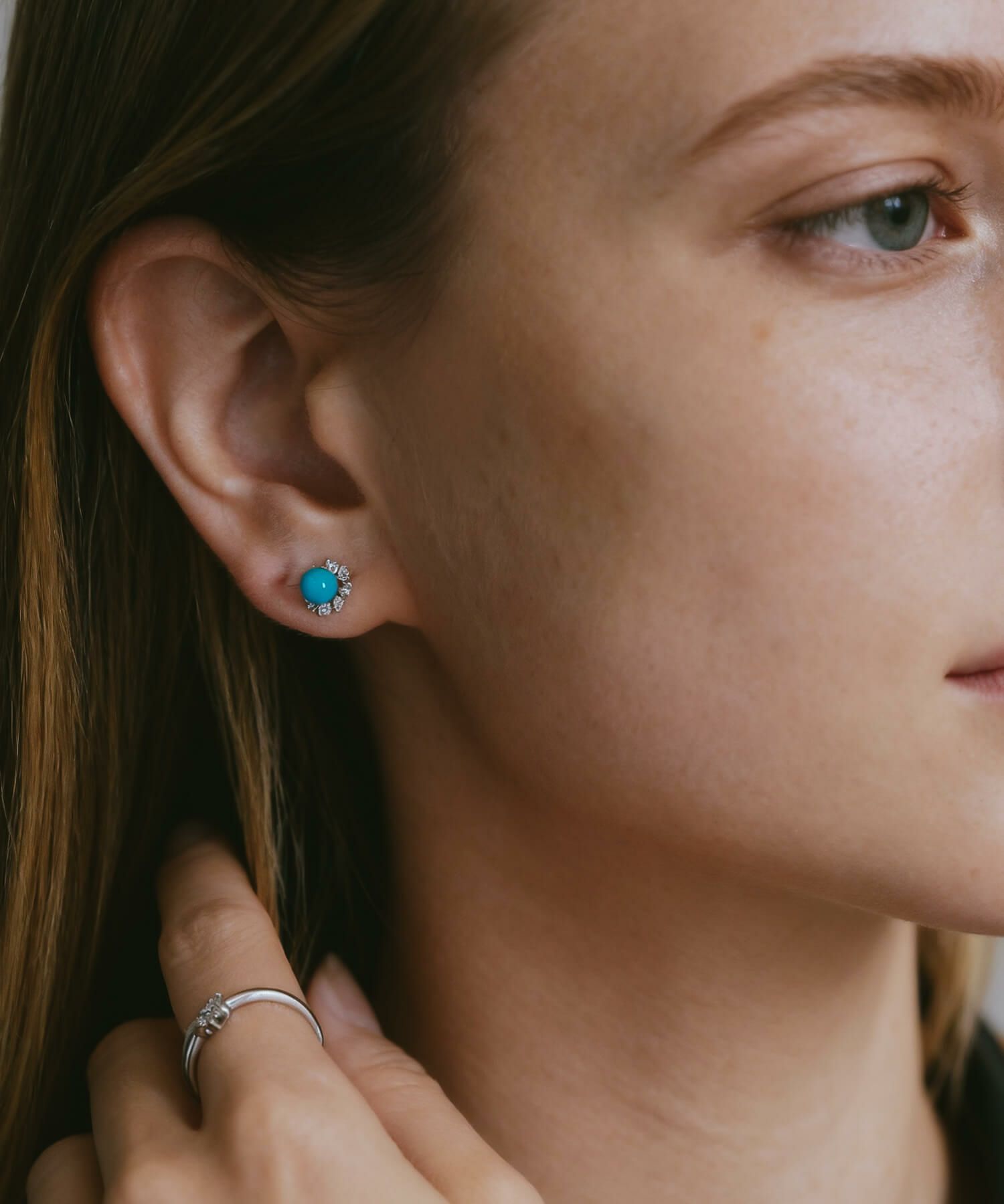 ダイヤモンド ターコイズ 天然石 ピアス レディース 【azel-pe アゼル