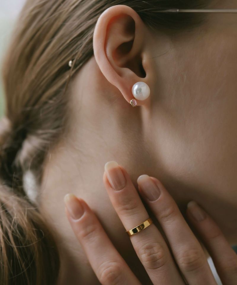 ピンクトルマリン 10金 ピアス パール 天然石 【perle-stilla ペルル・スティラ】K10 10K 真珠 トルマリン かわいい 10月 誕生石 金属アレルギー対応 ゴールド イエローゴールド ピアス 大ぶり 大きめ 大きい シンプル エレガント お守り パワーストーン アクセサリー