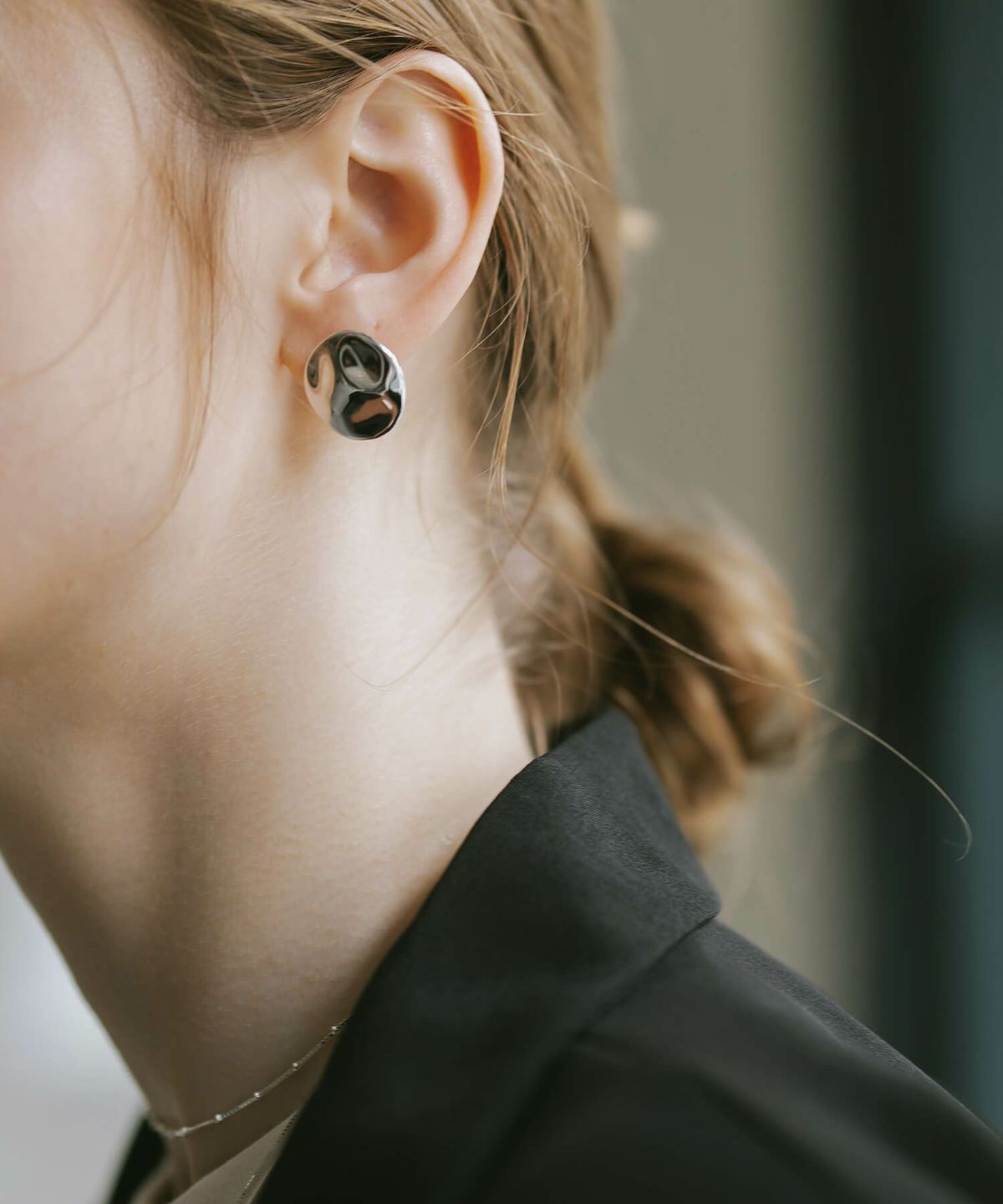 シンプルな大ぶりピアス シルバー925 レディース ブランド