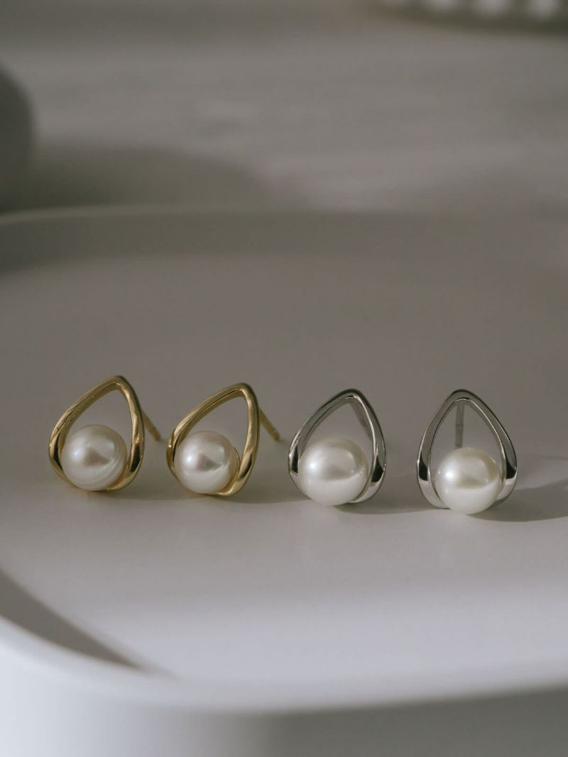 パール ピアス 一粒 ドロップ ぶら下がり シルバー925 金属アレルギー対応 フープ 【arne アルメ】 ドロップピアス 18k 仕上げ ピアス 真珠 普段 使い シルバー ゴールド ニッケルフリー シンプル ギフト プレゼント 女性 誕生日 クリスマス バレンタイン