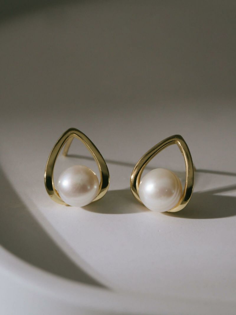 パール ピアス 一粒 ドロップ ぶら下がり シルバー925 金属アレルギー対応 フープ 【arne アルメ】 ドロップピアス 18k 仕上げ ピアス 真珠 普段 使い シルバー ゴールド ニッケルフリー シンプル ギフト プレゼント 女性 誕生日 クリスマス バレンタイン